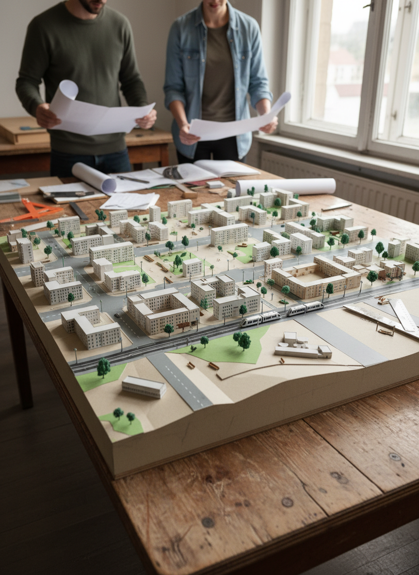 Maqueta urbanística fabricada por BSDI para planificación urbanística